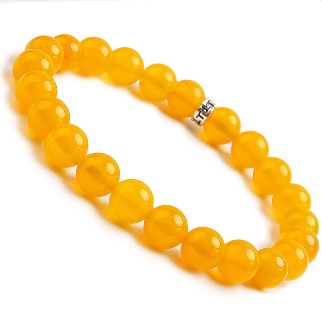 Vòng tay phong thủy đá mã não vàng thiên nhiên mix Charm may mắn cho Nữ công sở làm trang sức