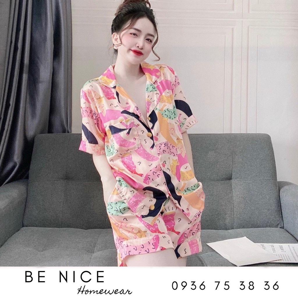 Set pijama lụa mặc nhà họa tiết mới lạ, Be Nice Homewear