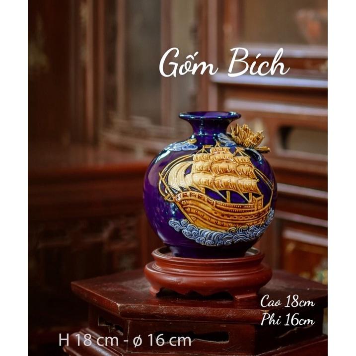 Bình Hút Lộc Thuận Buồm Xuôi Gió Men Màu Bình Phong Thủy Tài Lộc Gốm Sứ Bát Tràng - Gốm Bích