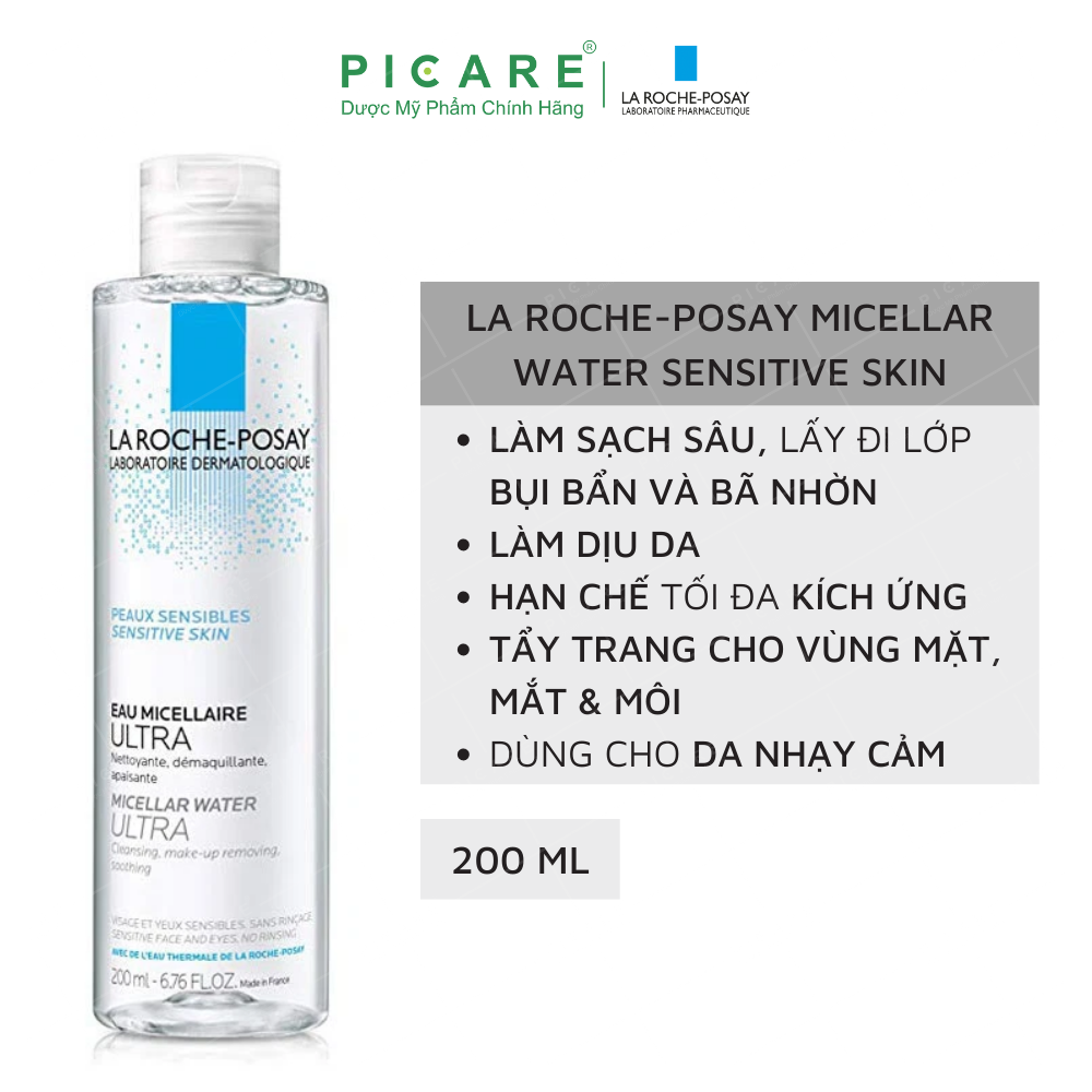 Nước Tẩy Trang Làm Sạch Sâu Cho Da Nhạy Cảm La Roche-Posay Micellar Water Ultra Sensitive Skin 200ml