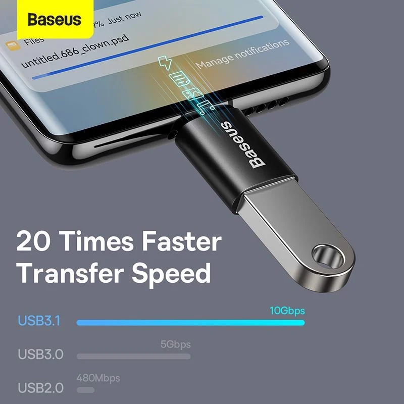 Đầu chuyển OTG Type C to USB 3.1 tốc độ cao Baseus Ingenuity Series Mini OTG Gen2 (Type-C to USB-A 3.1 Full Size, 10Gbps High speed OTG for Laptop/ Macbook/ iPad/Tablet/ Smartphone)- Hàng chính hãng