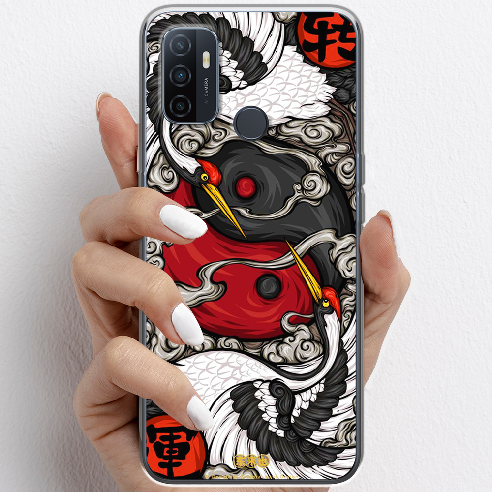 Ốp lưng cho Oppo A53, Oppo A93 nhựa TPU mẫu Hạc âm dương