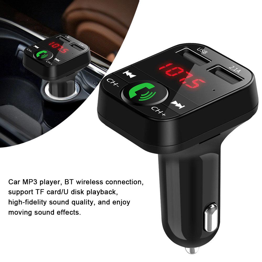 Car MP3 Music Player BT Wireless FM Transmitter Radio Adapter Car Charger with Dual USB Port Support TF Card/U-Disk Play