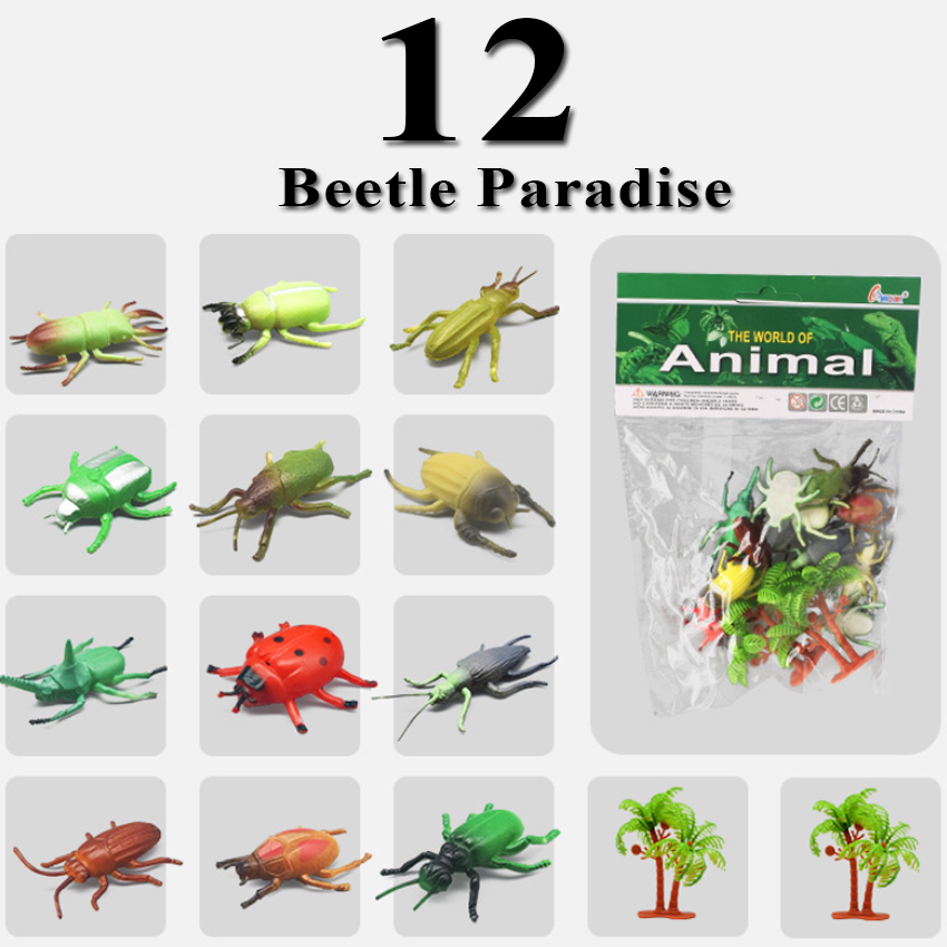 Bộ sưu tập 12 Bọ Cánh Cứng Safari nhựa dẻo - đồ chơi mô hình New4all Animal World A126 cho bé 2-4 tuổi