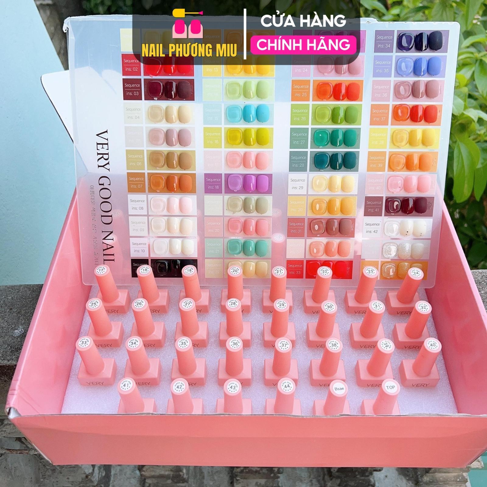 Set Sơn Gel 44 Màu Very Good Nail Đậm Mướt, Lên Màu Chuẩn Chai 15ml Tặng Kèm Bảng Màu Và Base Top Làm Nail Nữ Women