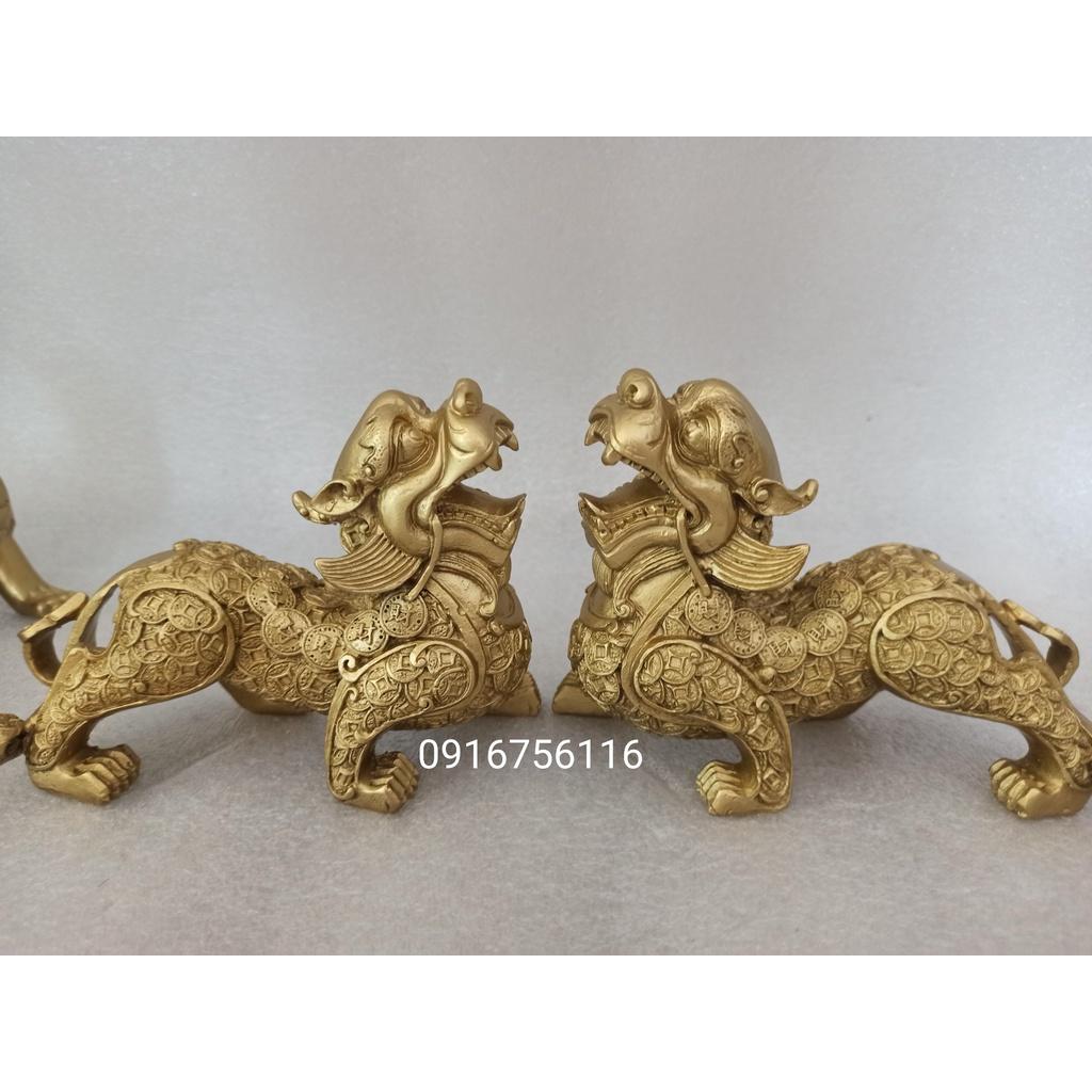 Đôi Tỳ hưu bằng đồng cỡ trung, tỳ hưu phong thủy chiêu Tài hút Lộc NHƯ Ý
