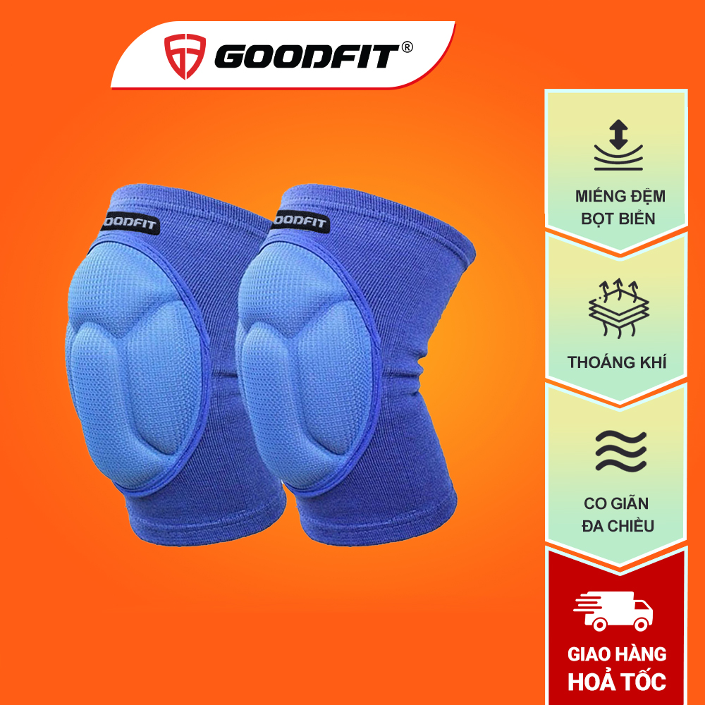 Bó Gối Thể Thao Chính Hãng Goodfit Gf524K Có Đệm Đầu Gối, Co Giãn Đa Chiều - Xanh