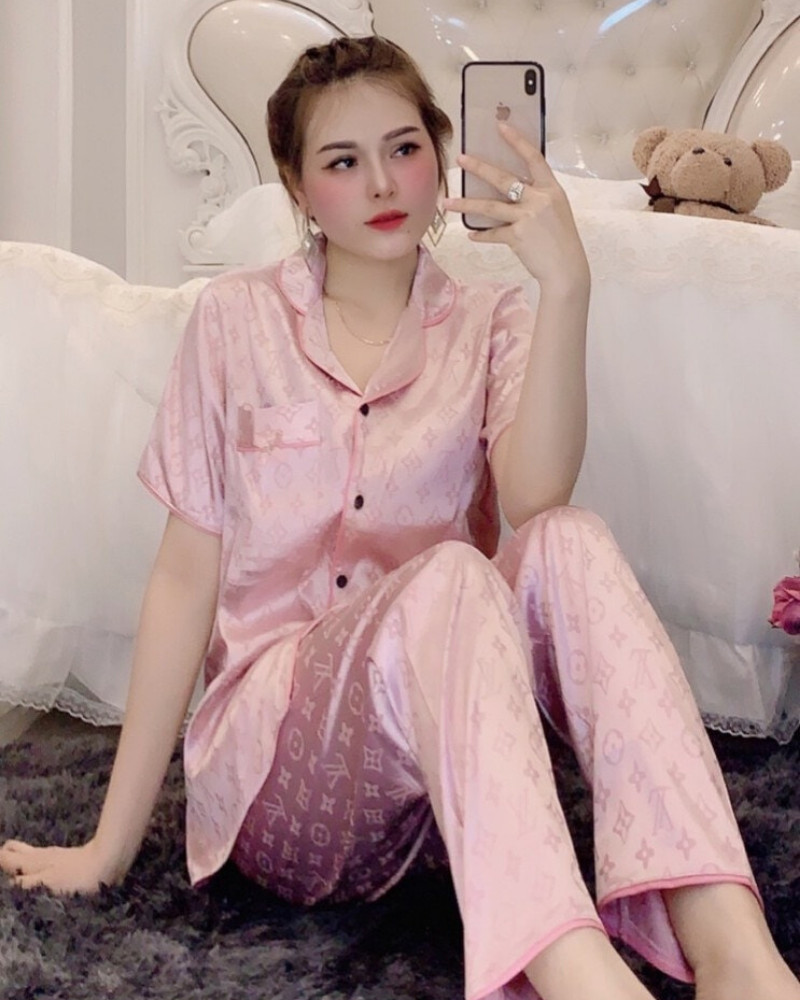 Bộ Đồ Pijama Nữ Gấm Cao Cấp Túi Nơ HG01