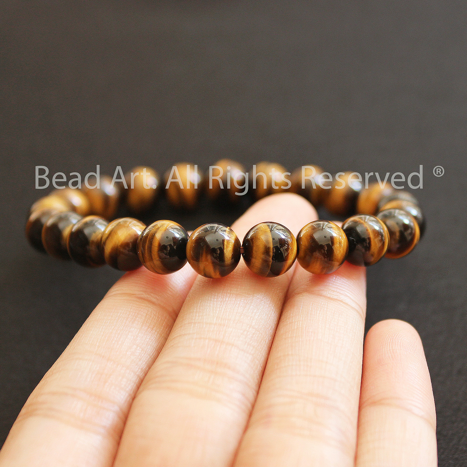 Đá Mắt Hổ Vàng Nâu 8mm, Brown Tiger Eye - Mắt Cọp Vàng Tự Nhiên Loại AA, Đá Phối Vòng Tay Phong Thuỷ, Chuỗi Hạt, Mệnh Thổ, Kim - Bead Art
