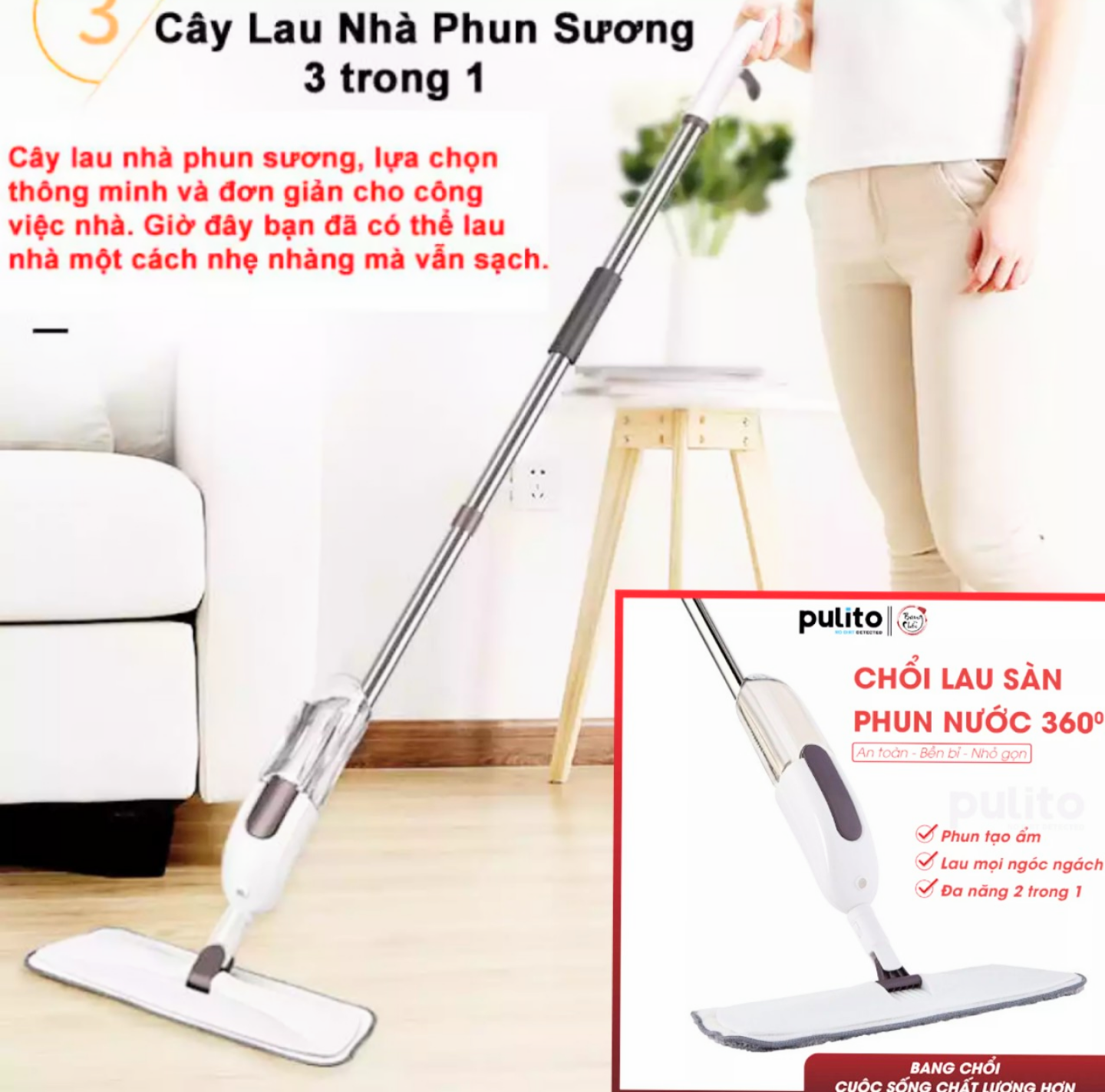 1 CÂY LAU NHÀ PHUN SƯƠNG THÔNG MINH