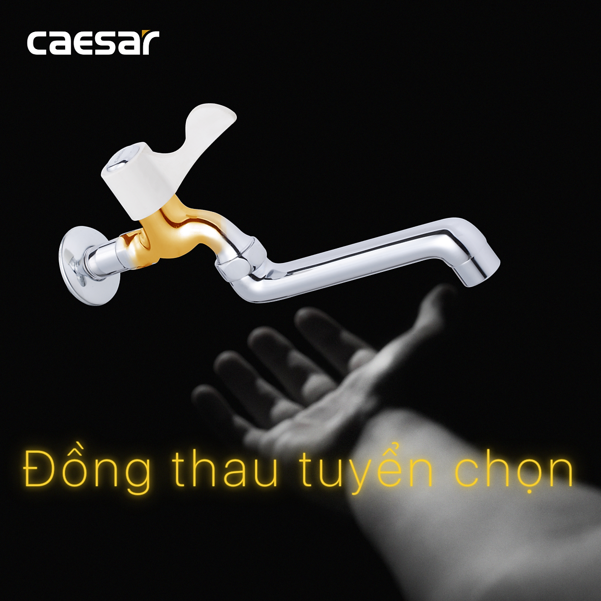 Vòi lạnh gắn tường (vòi gắn tường ) Caesar WL027C cần vòi xoay 180độ