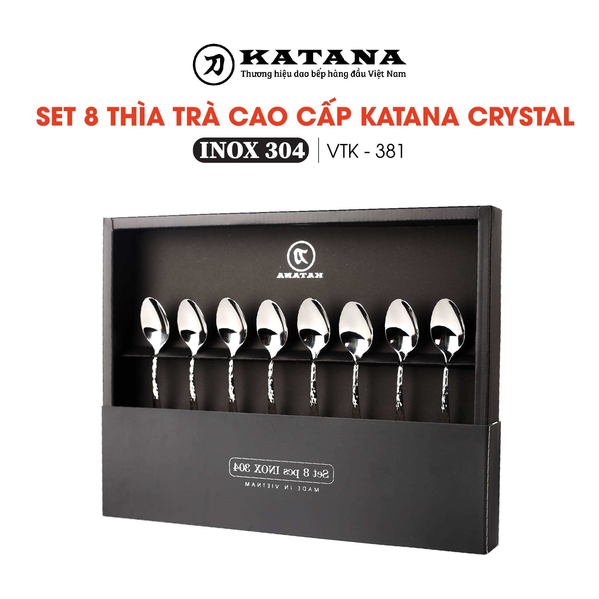 Set 8 thìa trà cao cấp KATANA quả trám Crystal VTK381