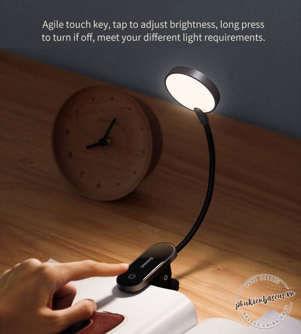 Đèn đọc sách kẹp bàn BASEUS Comfort Reading Mini Clip Lamp không dây cảm ứng