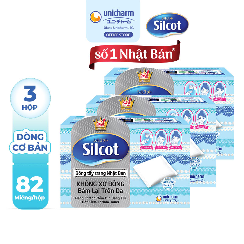 Combo 3 hộp Bông Tẩy Trang Silcot 82 Miếng/Hộp