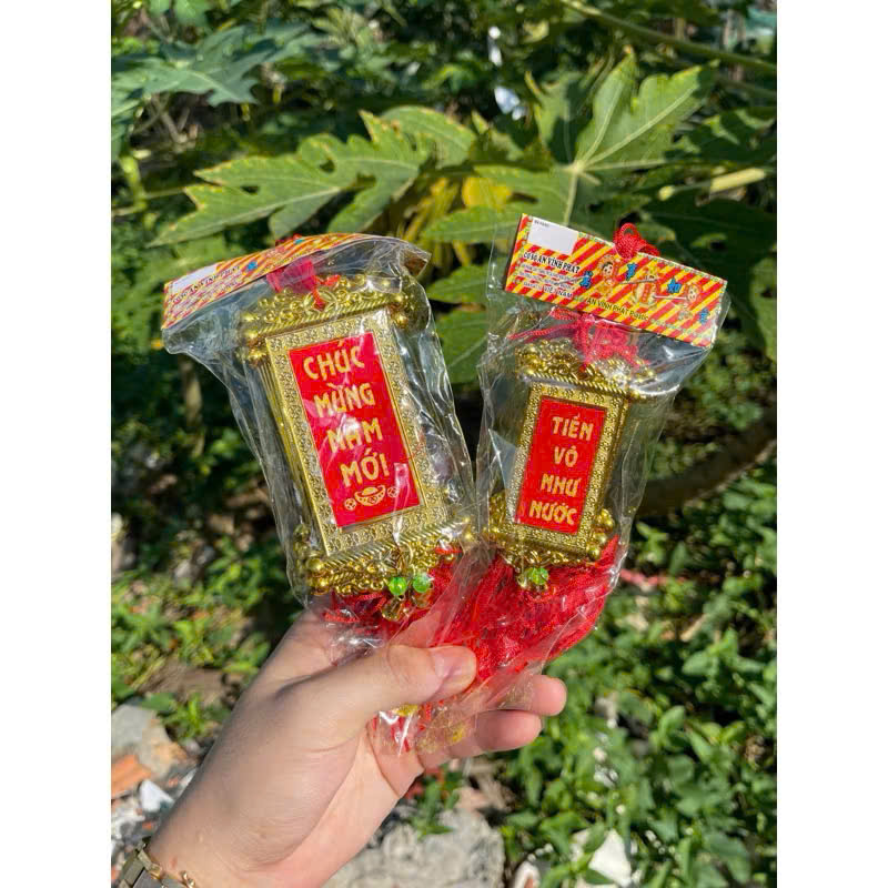 Set 10 Thẻ Bài Dây Treo Câu Chúc Trang Trí Tết