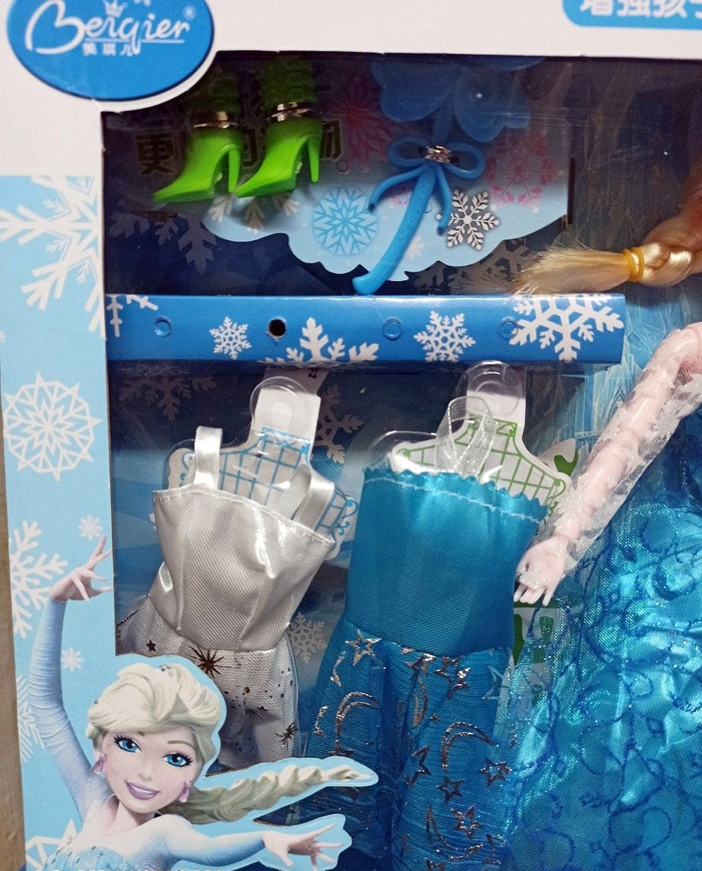 Đồ chơi thay váy Búp bê công chúa Frozen với quyền trượng - Nữ hoàng băng giá Elsa và em bé có thể thay đổi trang phục và phụ kiện kèm theo