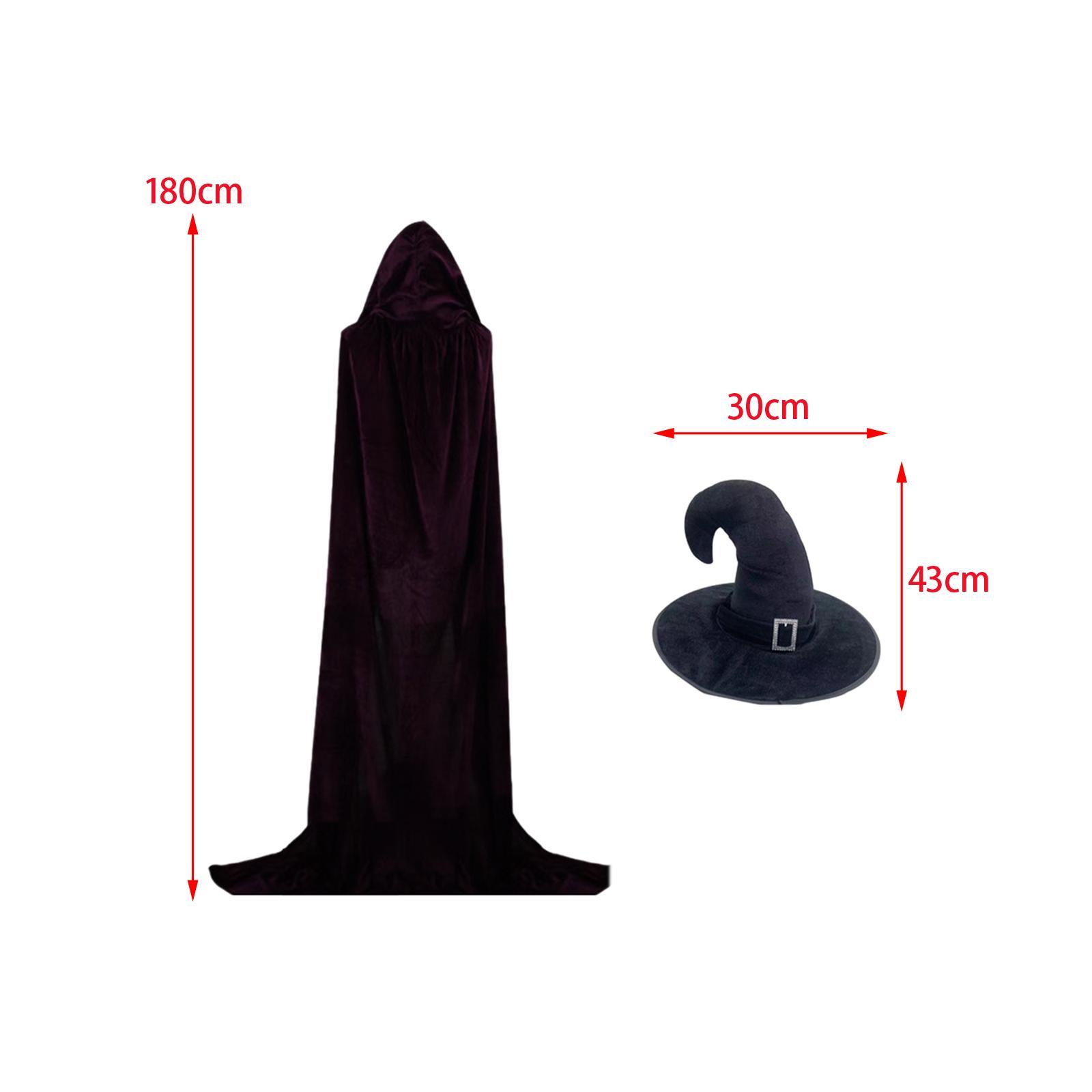 Halloween Witch Costume Set Apparel for Adults, Hooded Cape Photography Prop Outfits Cosplay Costume for Festivals, Carnival