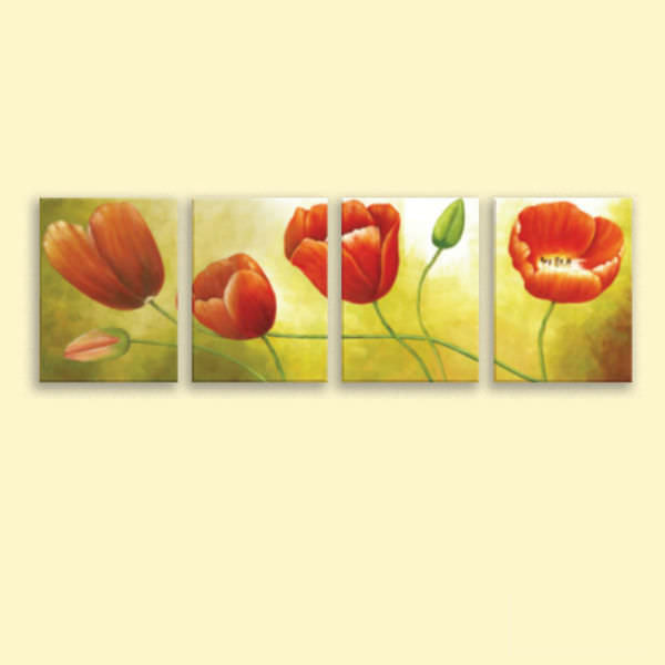 Bộ 4 Tranh Ép Gỗ MDF Canvas "Hoa Mỹ Nhân Vừa Nở" W076