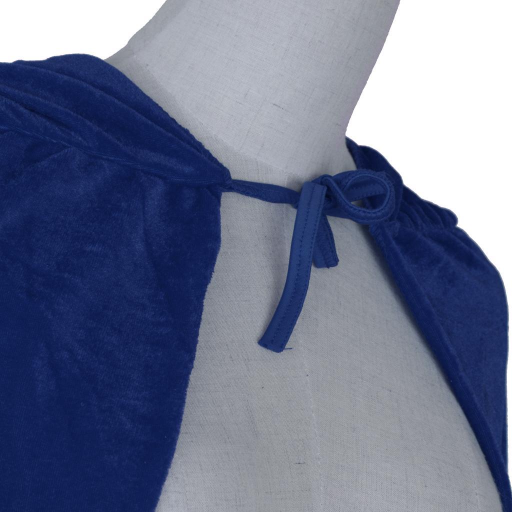 2 Pieces Velvet Hooded Cape Gothic Cloak Medieval Witch Costume Blue Green