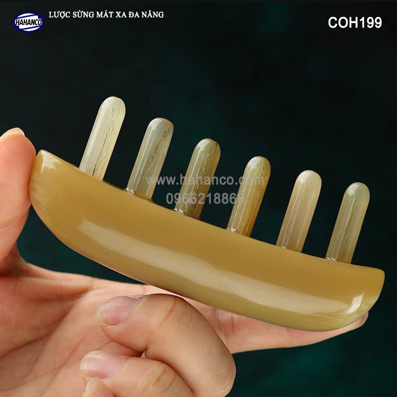 Lược sừng MÁT XA toàn thân đa năng thư giãn, Massage đầu giúp lưu thông máu đả thông kinh mạch, giảm nguy cơ đau đầu chóng mặt khi ngồi làm việc lâu - HAHANCO