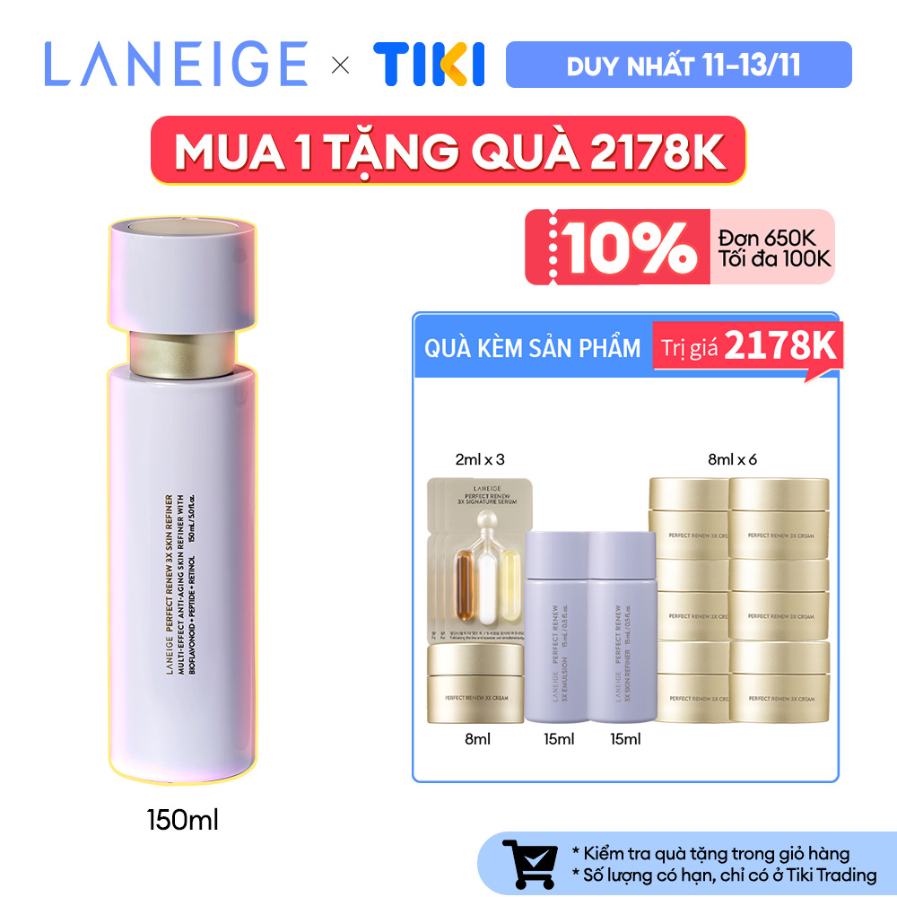 Nước cân bằng chống lão hóa Laneige Perfect Renew 3X Skin Refiner 150ml