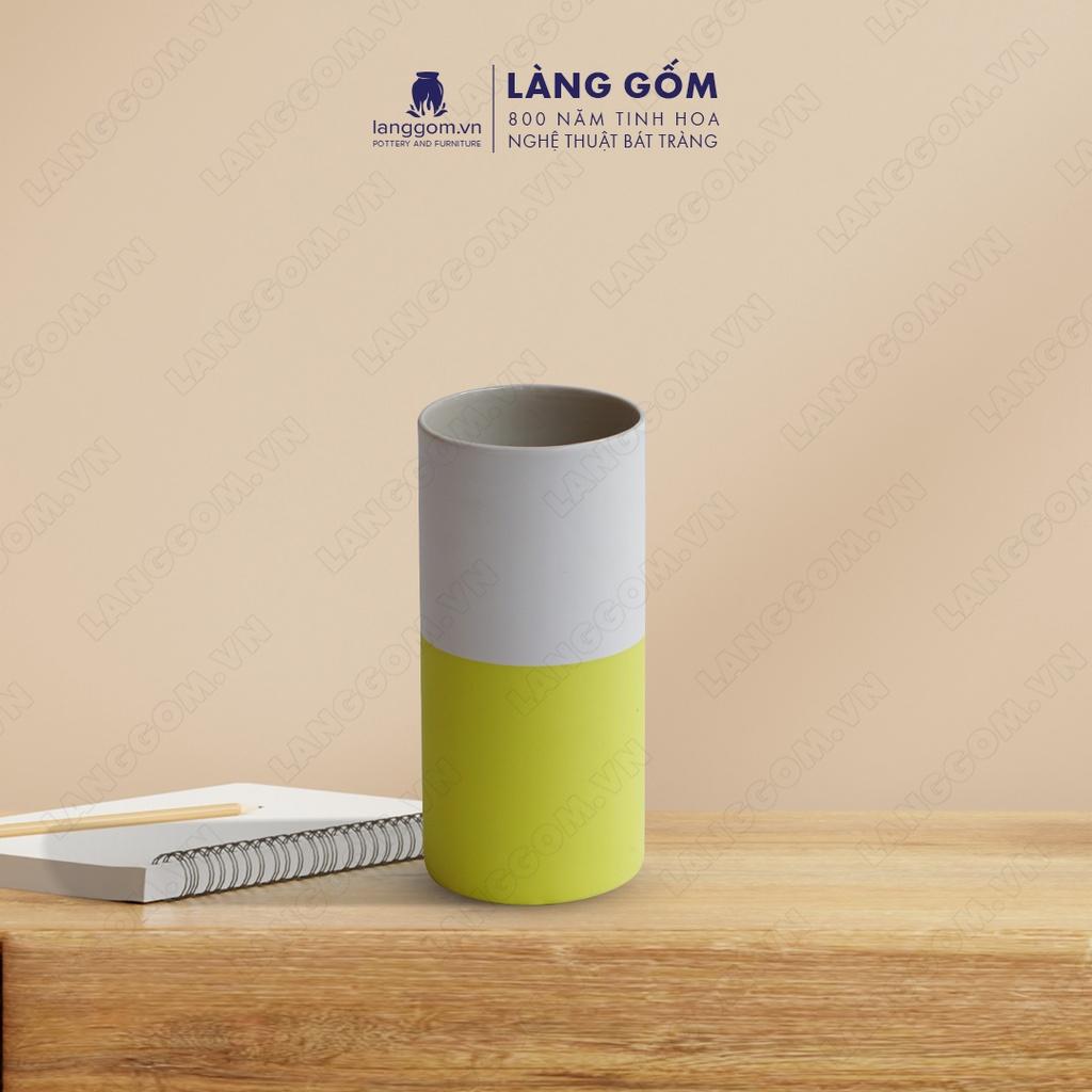 Bình hoa, lọ hoa Gốm sứ Bát Tràng cao cấp Men mát 2 màu dùng làm quà tặng, trang trí - Làng Gốm Bát Tràng