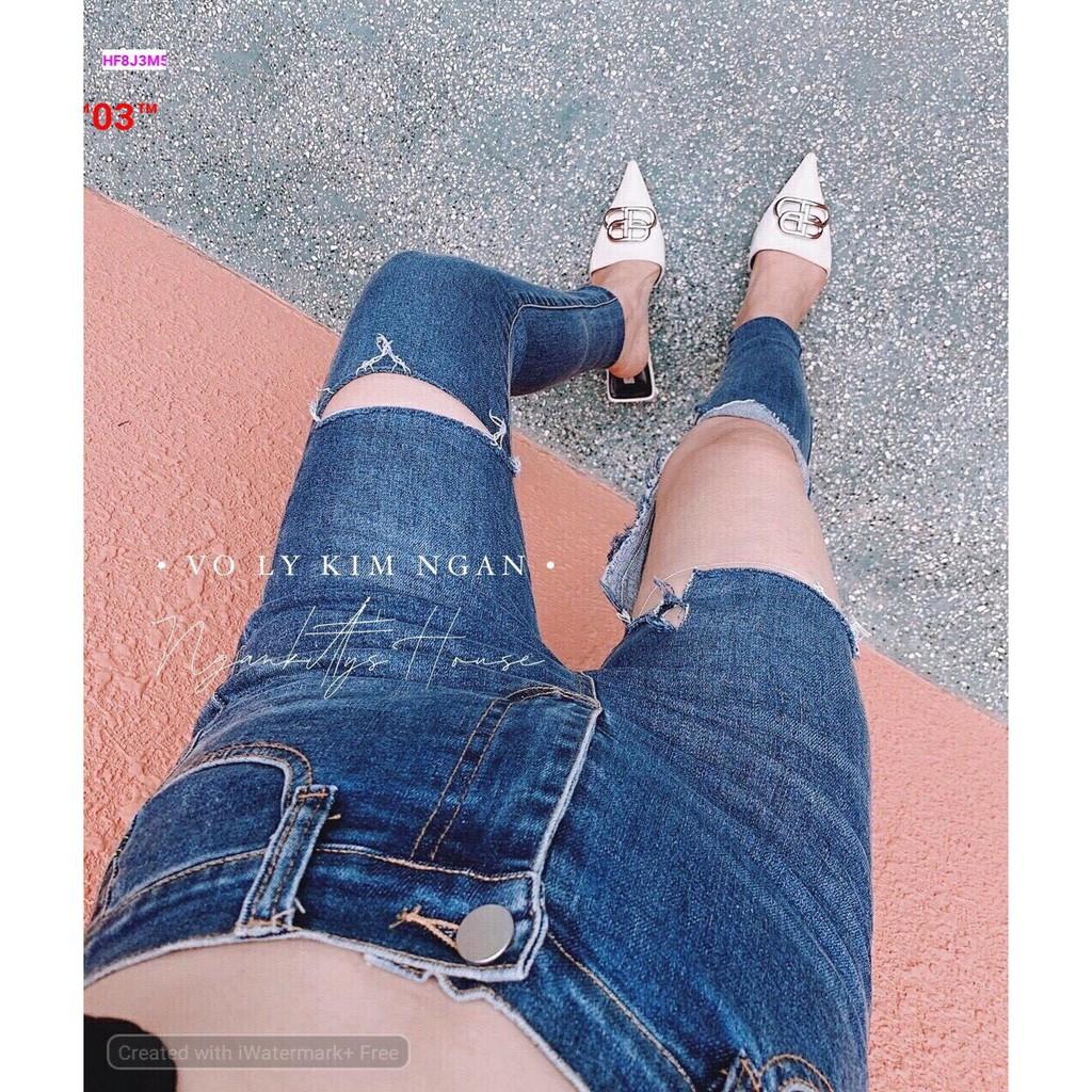 Quần jean nữ Rách Gối Co Giãn