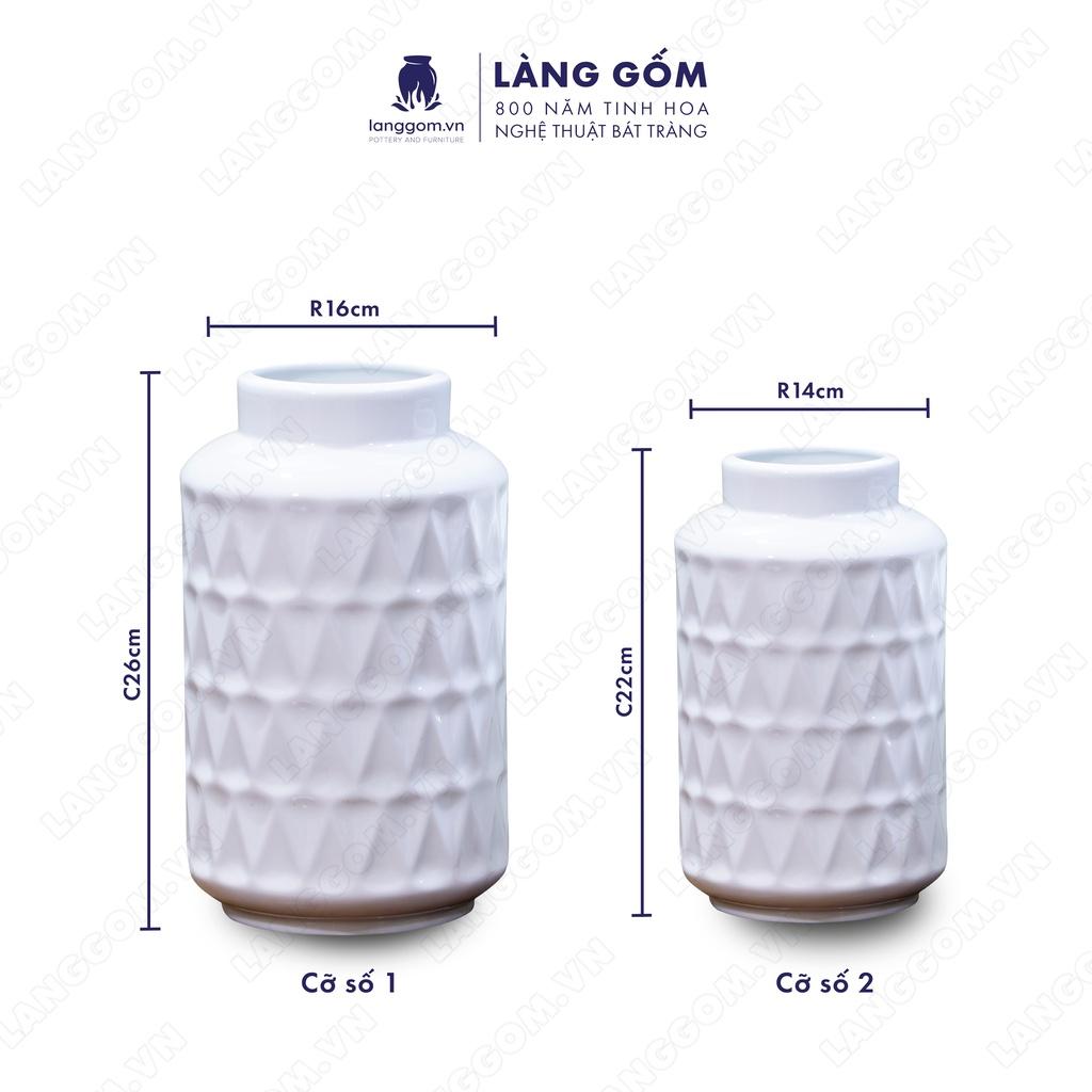 Bình hoa, lọ hoa Gốm sứ Bát Tràng cao cấp Men trắng đèn lồng dùng làm quà tặng, trang trí - Làng Gốm Bát Tràng