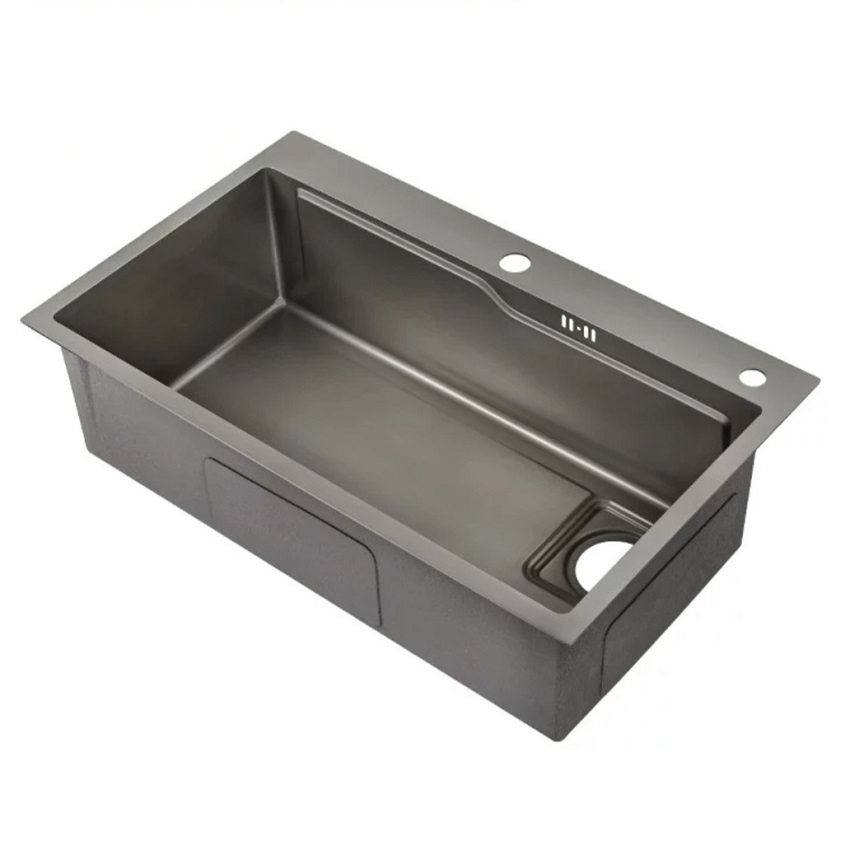 Chậu rửa chén inox 304 màu xám đen 1 ngăn rộng rãi