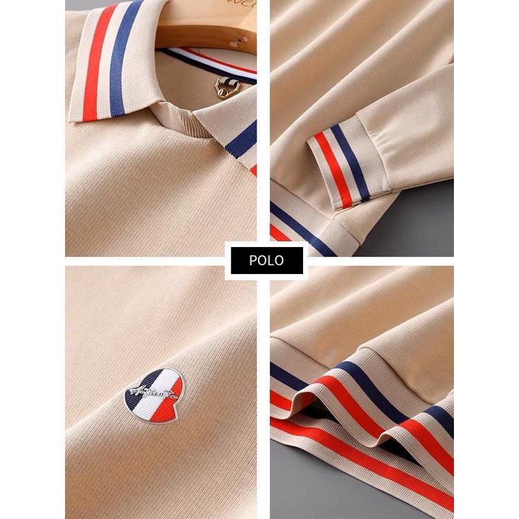 Áo thun tay dài nam nữ cổ bẻ vải thun cotton cao cấp thêu họa tiết phong cách hàn quốc _ TCS04