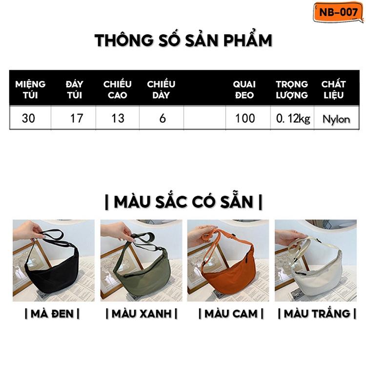 Túi Xách Canvas Mẫu Túi Sủi Cảo Hình Bán Nguyệt Nhiều Màu Cao Cấp NB-007