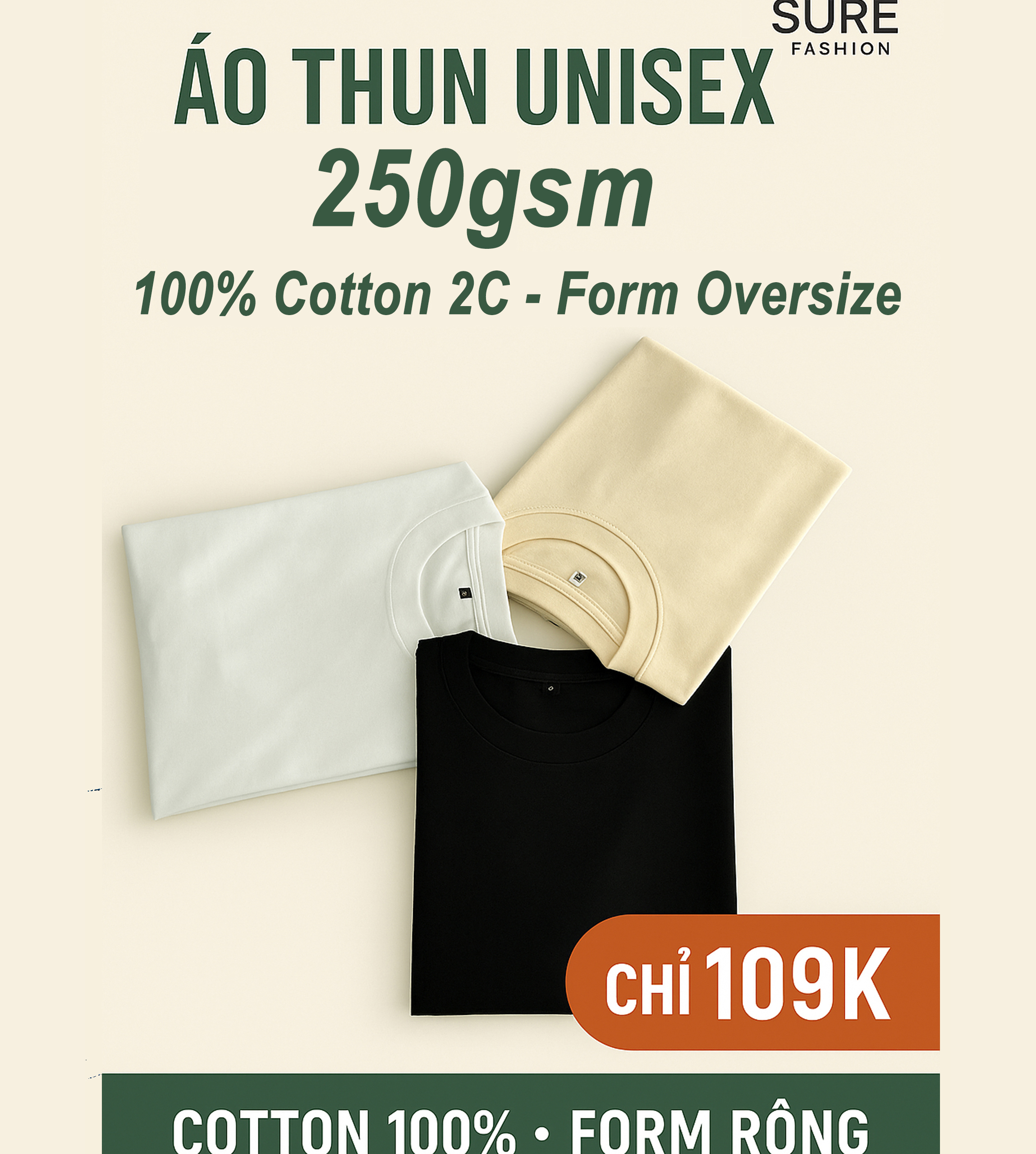 Áo Thun Unisex - Oversize Chất 100% Cotton 2 chiều Dày 250gsm | Nam Nữ Mặc Siêu Đẹp