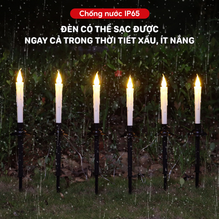 Đèn trang trí năng lượng mặt trời hình nến, tích kiệm điện, bóng siêu sáng, chống thấm nước - DA3137