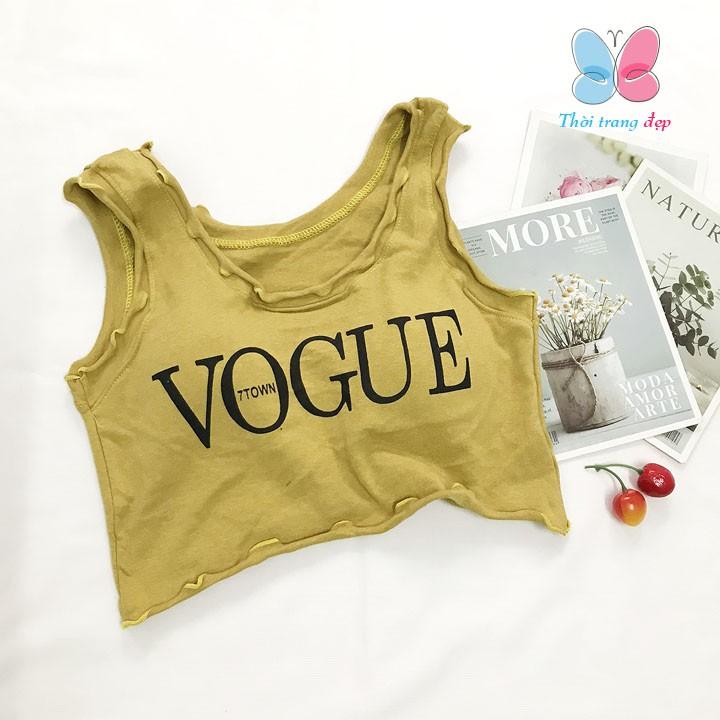 Áo Thun sát nách cho Nữ dáng Croptop từ 35-45kg in chữ vogue - AONU15