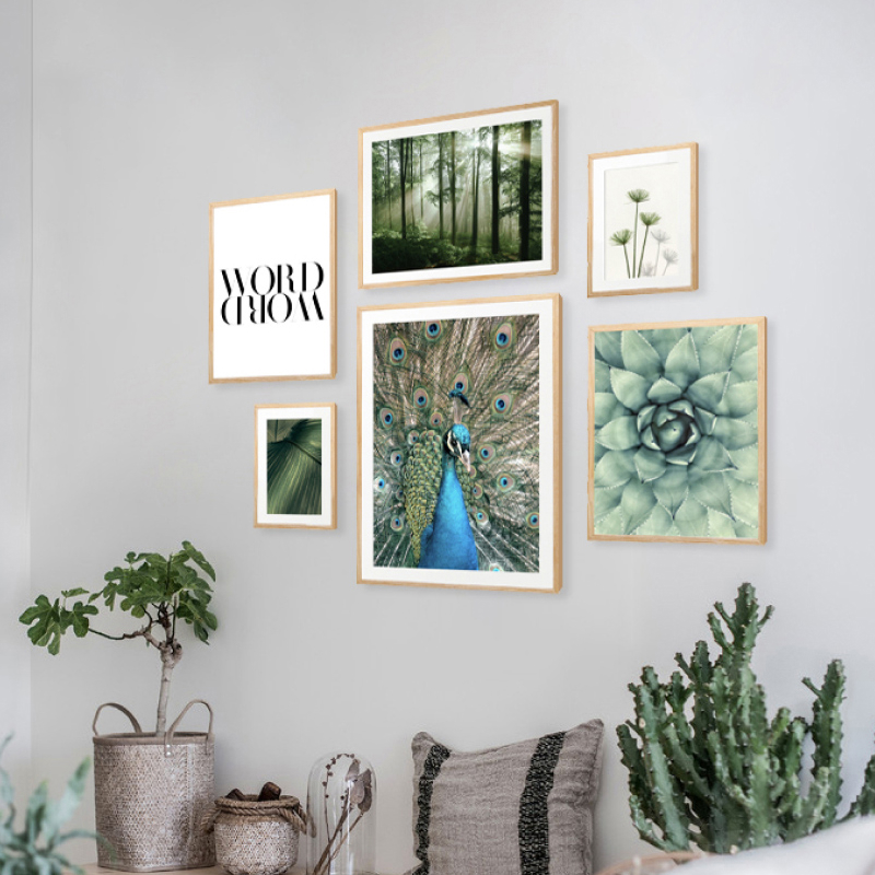 Tranh treo tường khung kính gỗ sồi treo tường cao cấp "Leave"21×30 cm