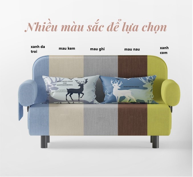 Ghế Sofa kết hợp Giường gấp gọn thông minh đa năng rộng 120cm, có đệm tay êm ái, kèm túi đựng đồ tiện lợi