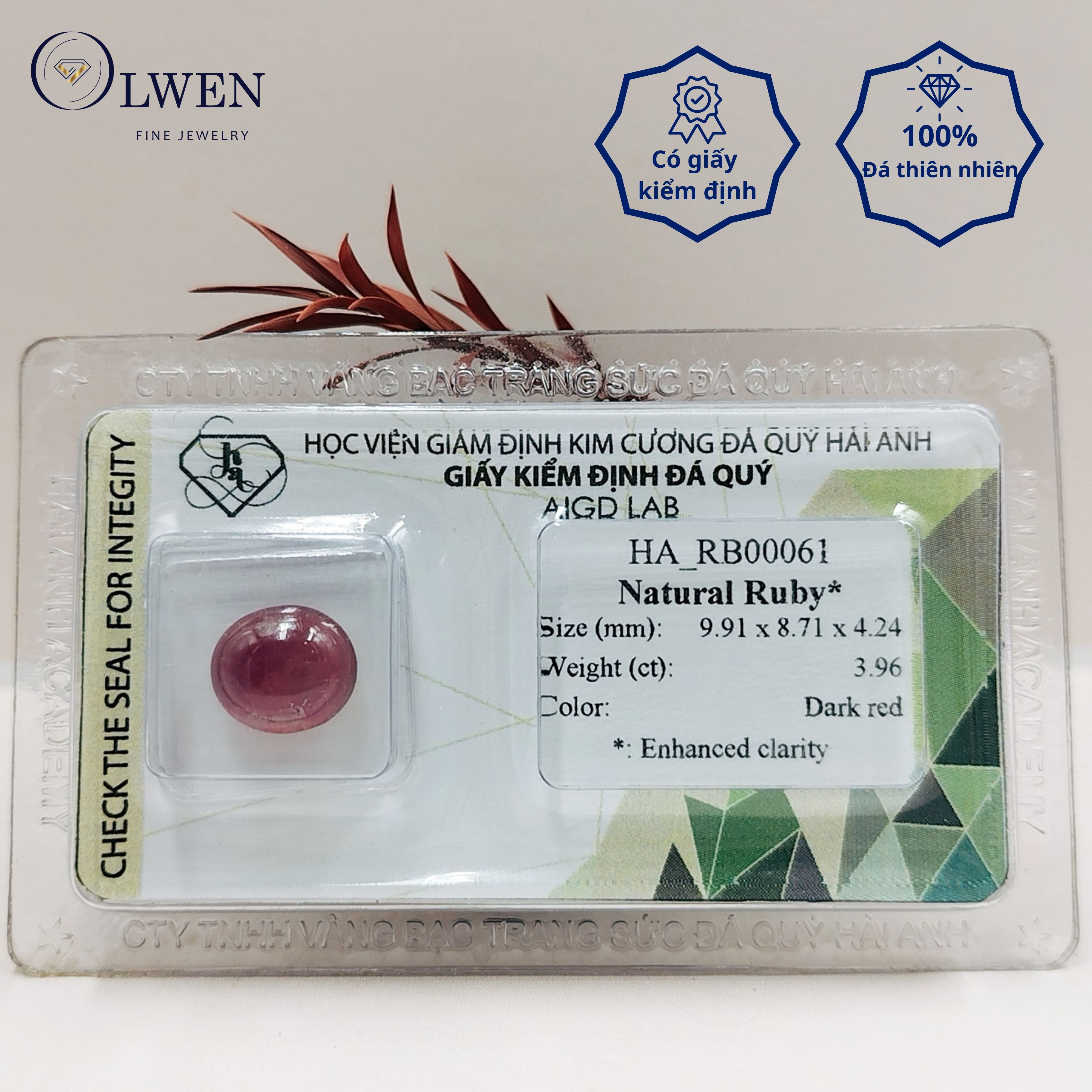 Viên đá Ruby thiên nhiên kiểm định AIGD_HA-RB00061