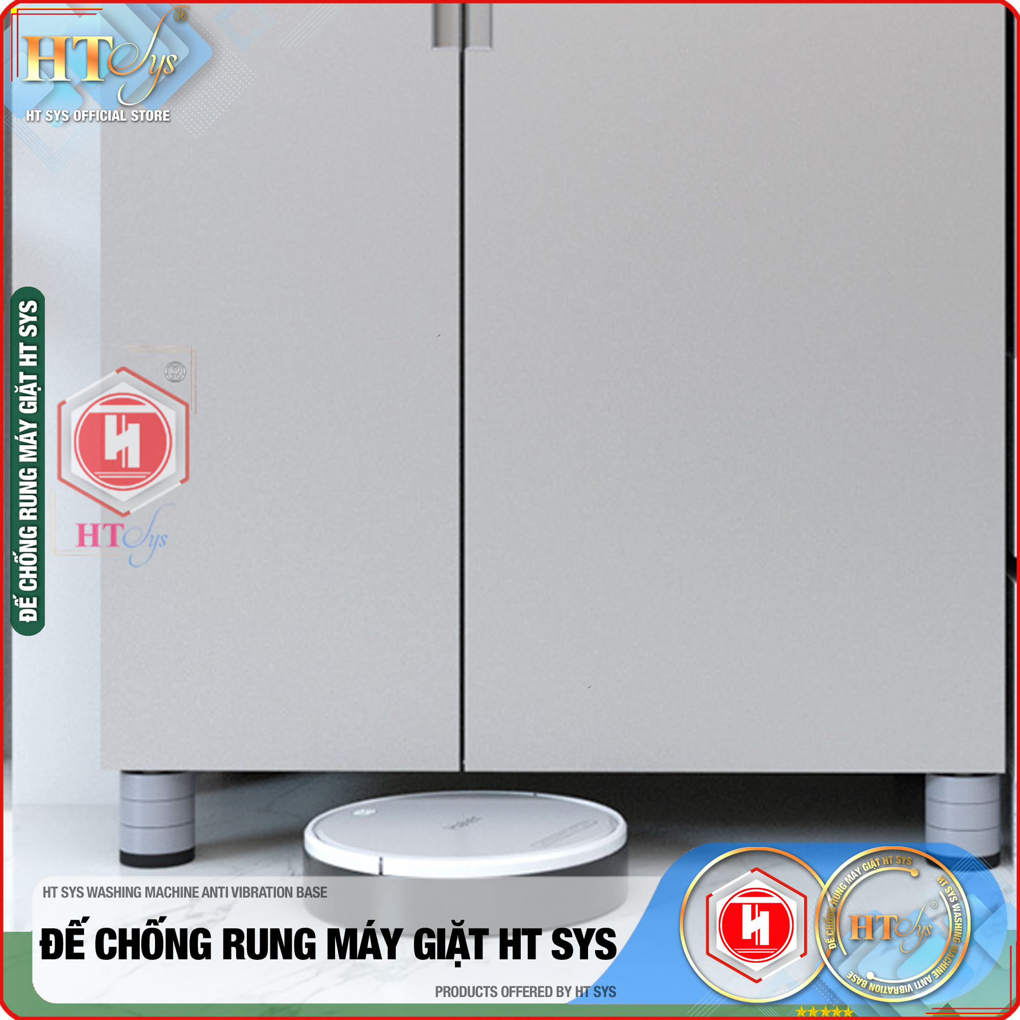 Đế Chống Rung Máy Giặt HT SYS - Chất Liệu TPU và PP Cao Cấp - Đế Chống Rung, Chống Ồn, Chống Trơn Trượt - Hàng Chính Hãng