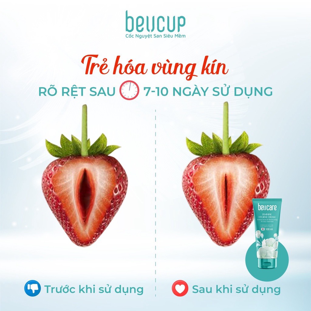 Combo 1 Cốc nguyệt san Silicone y tế Beu Cup+ 1 Dung dịch vệ sinh phụ nữ BeU Care 100ml + 1 Dung dịch vệ sinh cốc nguyệt san BeU Mate 50ml