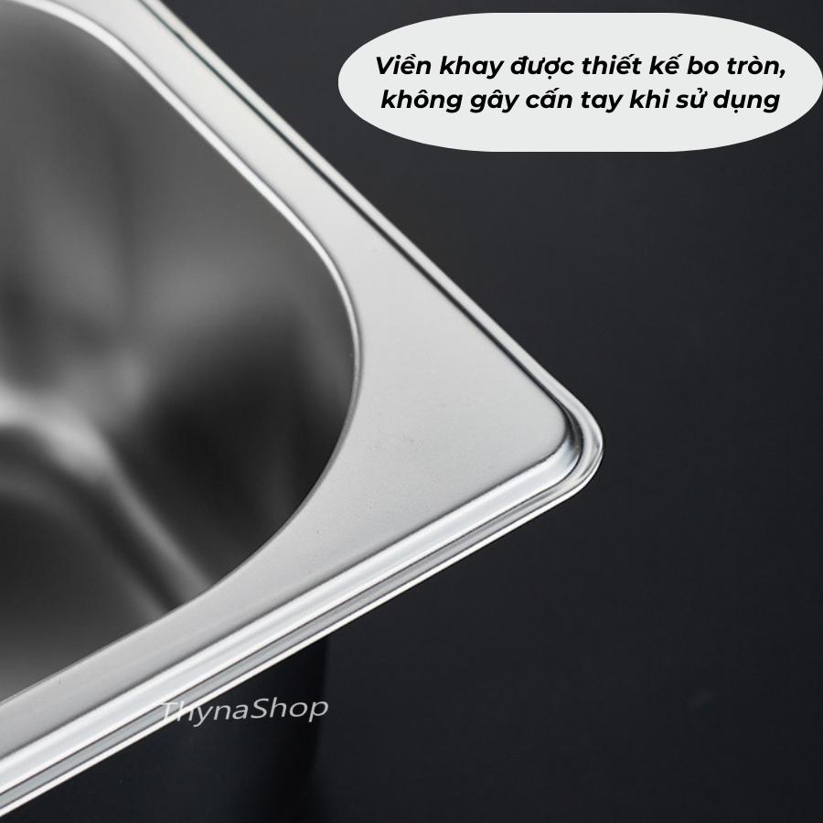 Khay inox đựng topping - thạch, trân châu, nhân bánh mì - buffet, kem, thực phẩm ...