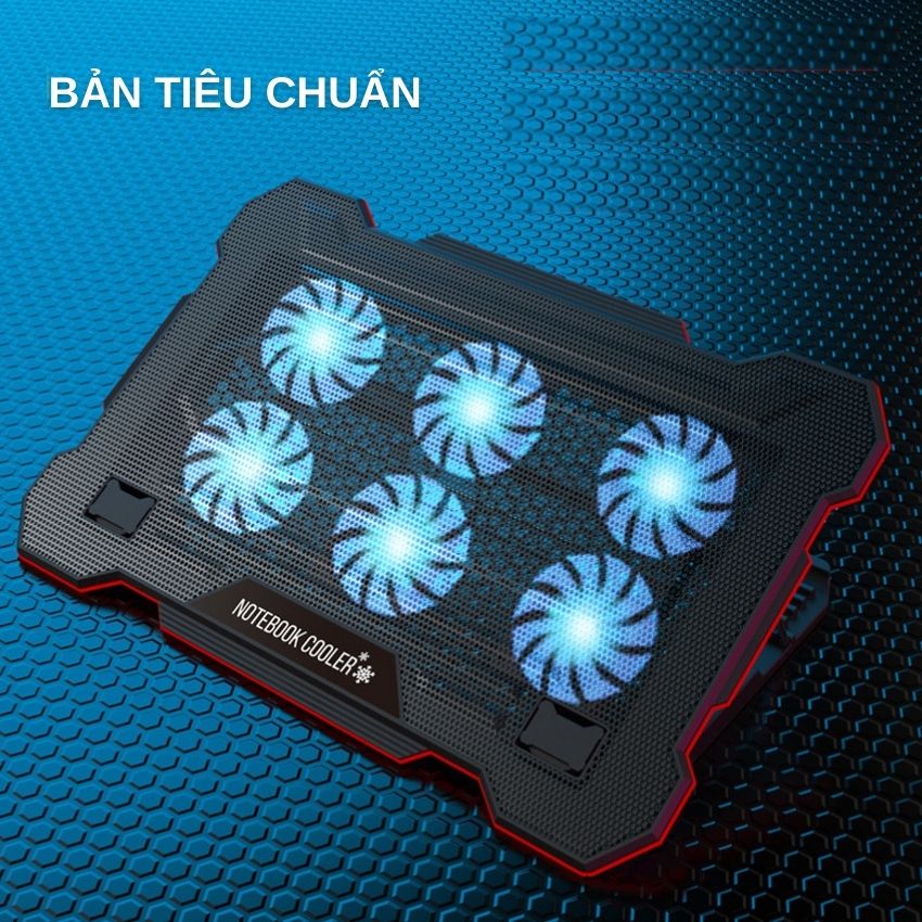 Đế tản nhiệt laptop S103 có 6 quạt làm mát nhanh chống ồn đèn LED RGB điều chỉnh độ cao 6 mức trang bị màn hình LCD giúp tăng hiệu năng bảo vệ máy tính