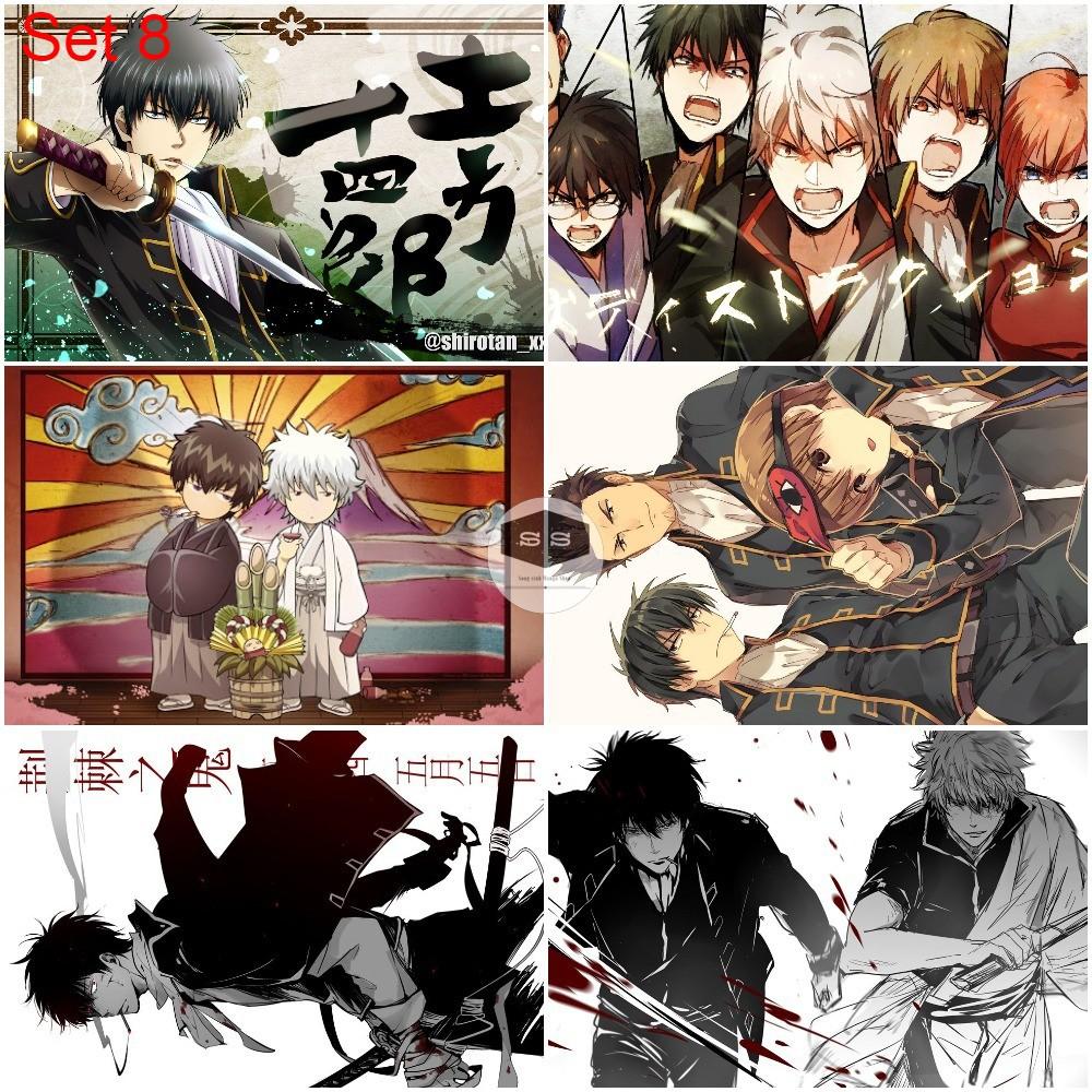 Bộ 6 Áp phích - Poster Anime Gintama - Linh hồn bạc (bóc dán) - A3, A4, A5