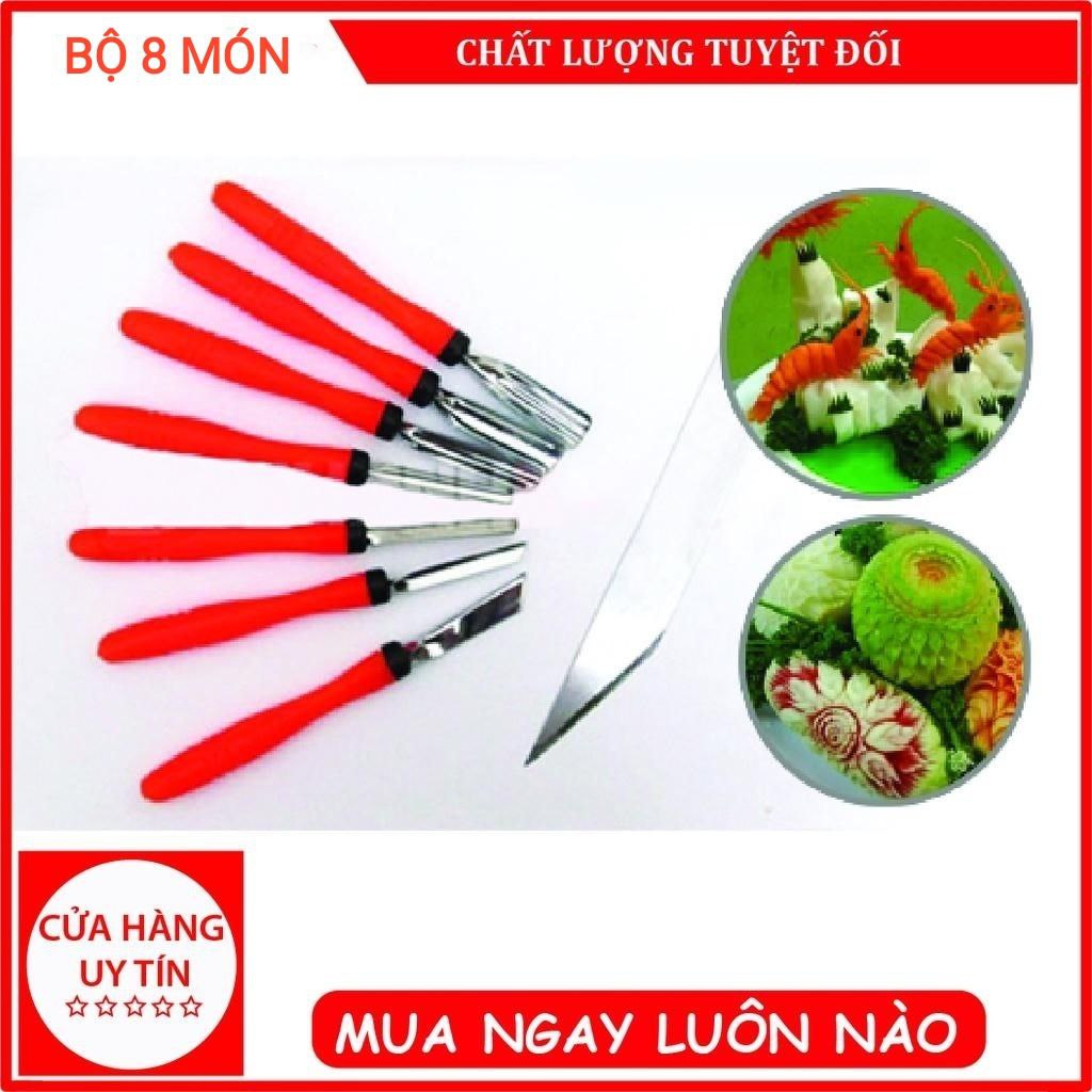 ( HÀNG CAO CẤP ) Bộ 8 &amp; Bộ 9 món dụng cụ - dao tỉa hoa quả nghệ thuật