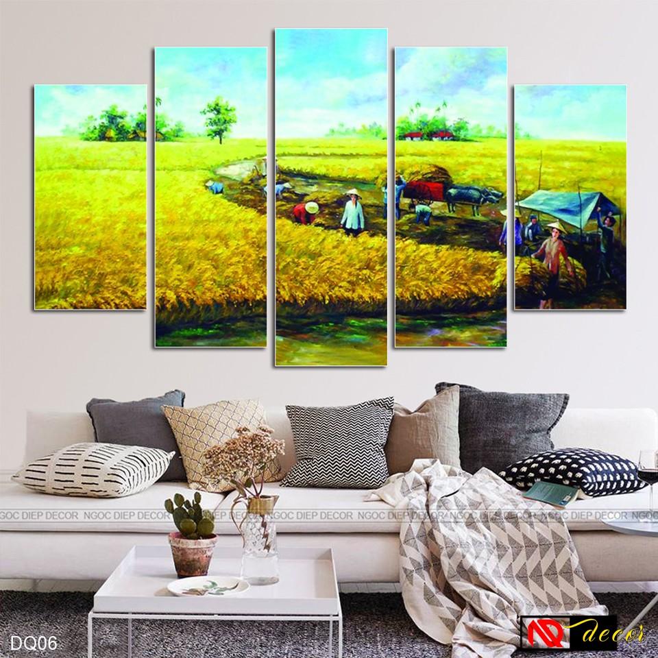 Bộ tranh treo tường phong thủy trang trí nội thất đẹp và giá gốc tại xưởng mới nhất thị trường ĐL 63 đồng quê xưa