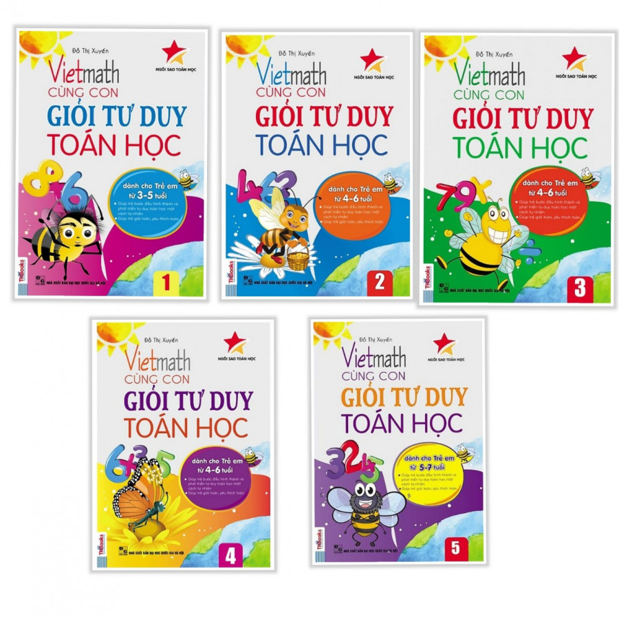 Combo 5 cuốn Vietmath Cùng Con Giỏi Tư Duy Toán Học( Tặng kèm bookmark thiết kế)