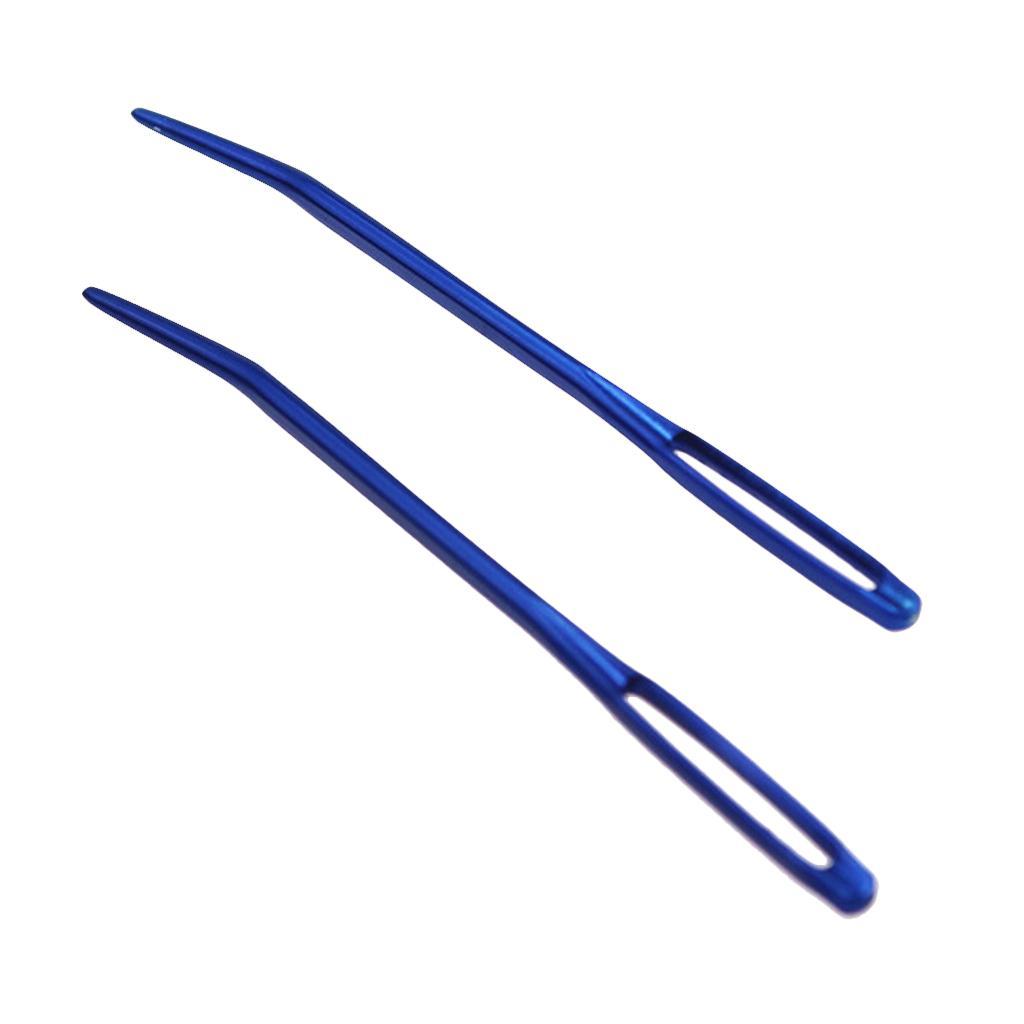 2 Pieces Aluminium Large-eye Bent Tip Tapestry Darning Needle DIY Knitting Craft