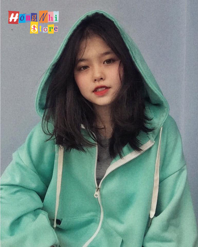 Áo Khoác Hoodie Zip Trơn Oversize Ulzzang Unisex Hoodie Dây Kéo Màu Xanh Ngọc Dáng Rộng - MM