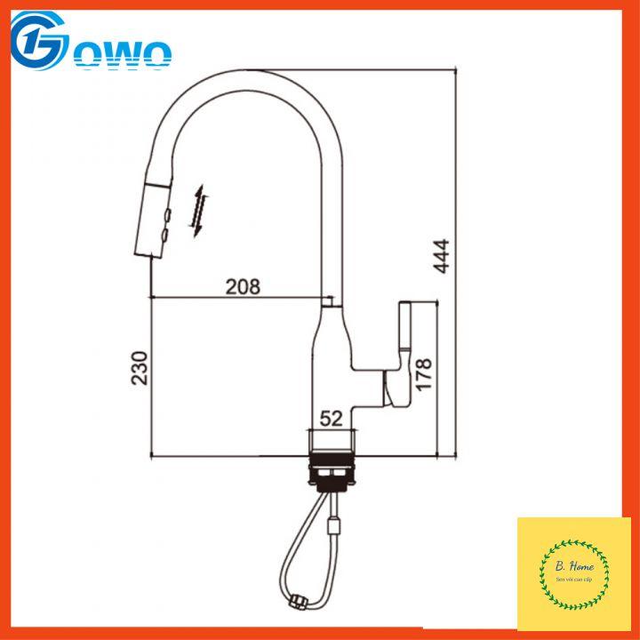 Vòi rửa bát nóng lạnh dây rút cao cấp KB804b