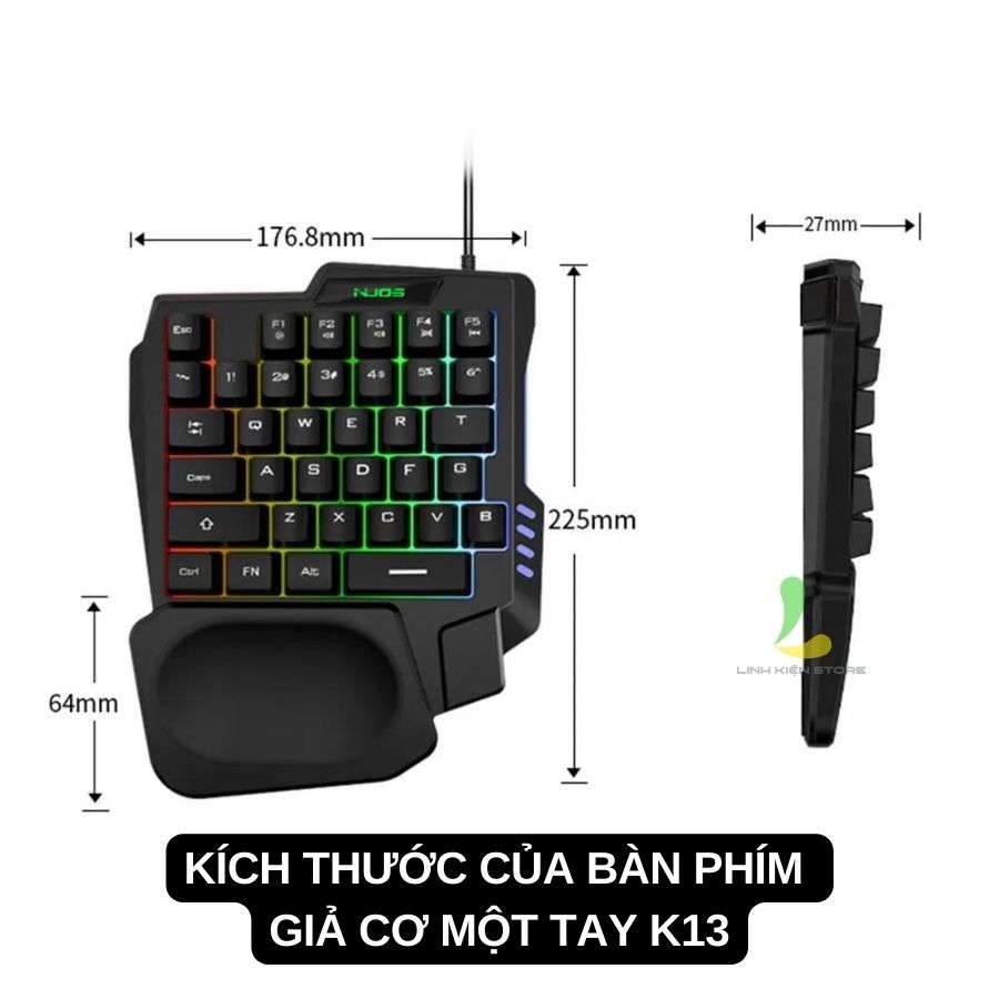 Bàn phím giả cơ một tay Nuos K13 chơi game cực tốt - Hàng nhập khẩu