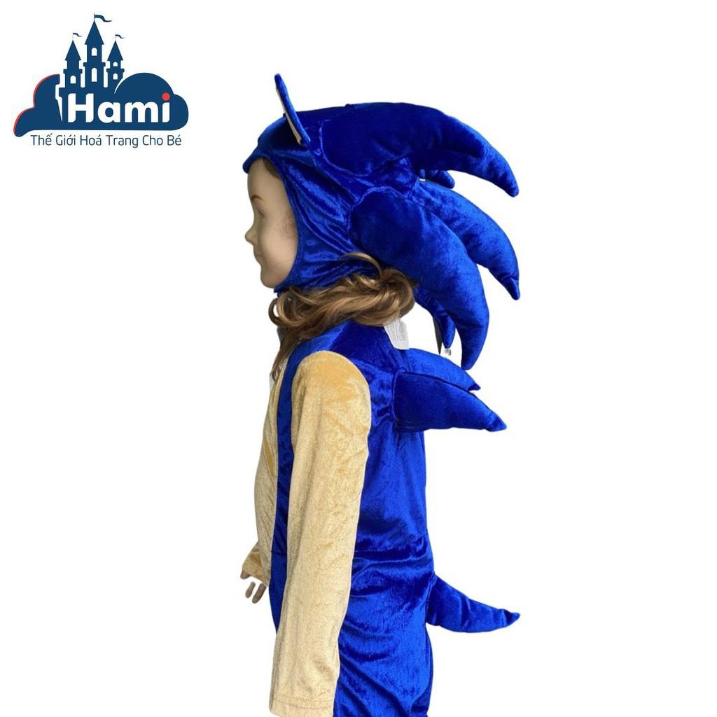 HM0618 - Trang Phục Áo Liền Quần Kèm Nón Trùm Hóa Trang Nhân Vật Sonic Cho Bé Trai Từ 4 Đến 6 Tuổi